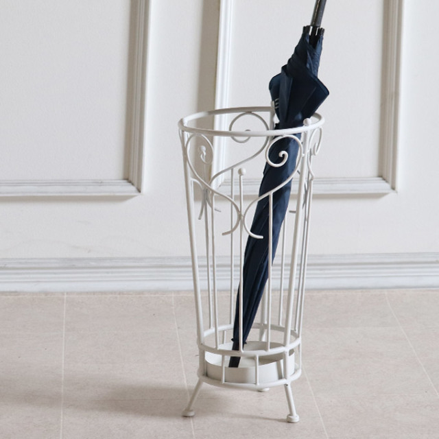 傘立て,アイアン,アンティーク,ラウンド,ホワイト
