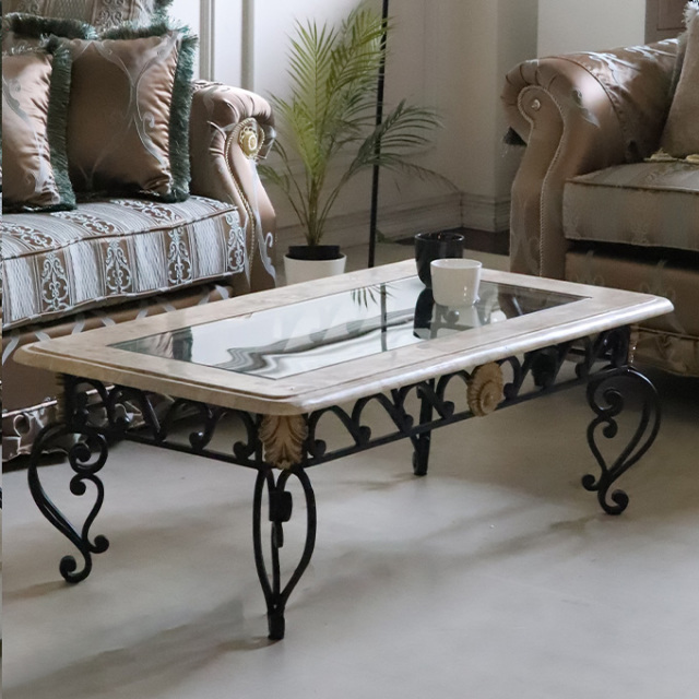 大理石 ガラスセンターテーブル 幅110cm 輸入家具通販Y-KAGU 