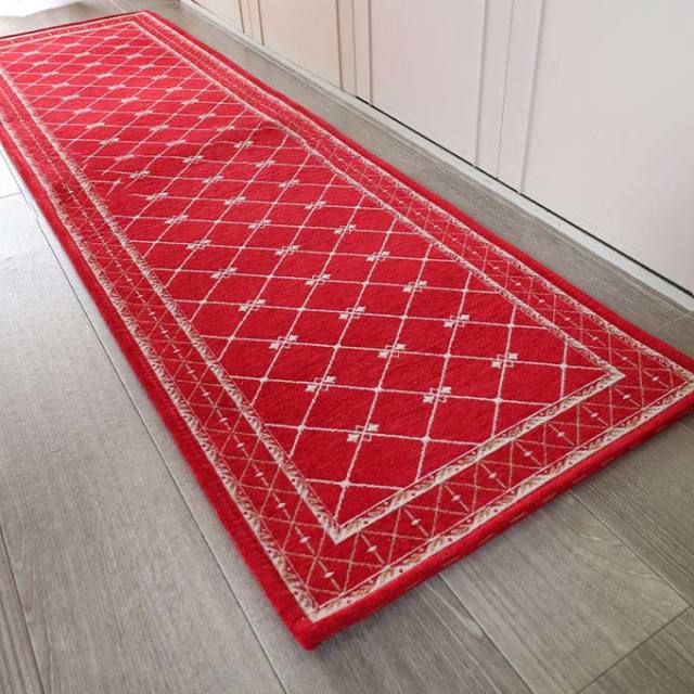 キッチンマット,ラグマット,フレンチゴブラン,180×50cm,レッド,ゴブラン織り,シェニール織り,滑り止め,オールシーズン