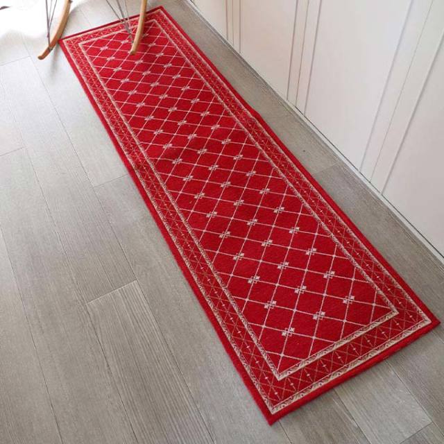 キッチンマット,ラグマット,フレンチゴブラン,180×50cm,レッド,ゴブラン織り,シェニール織り,滑り止め,オールシーズン