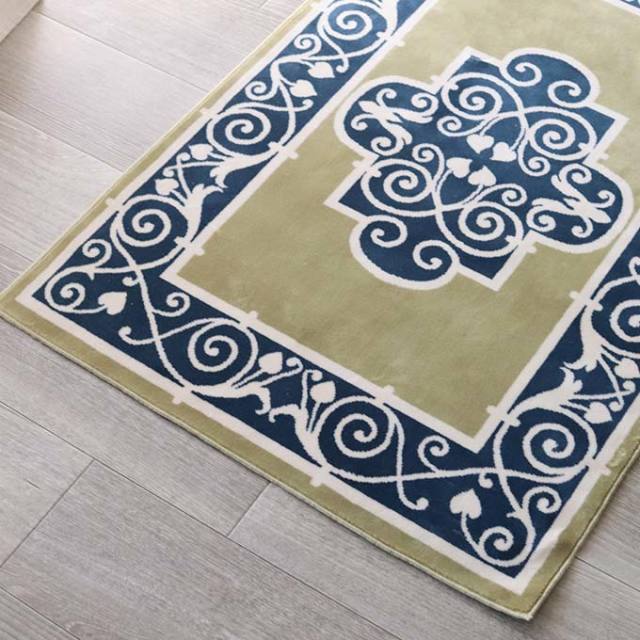 マット,ラグマット,玄関マット,コットン100％,綿,スタイルフランス,90×60cm,長方形,おしゃれ,日本製,ブルー