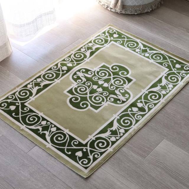 スタイルフランス コットン100％ ラグマット(玄関マット) グリーン 90