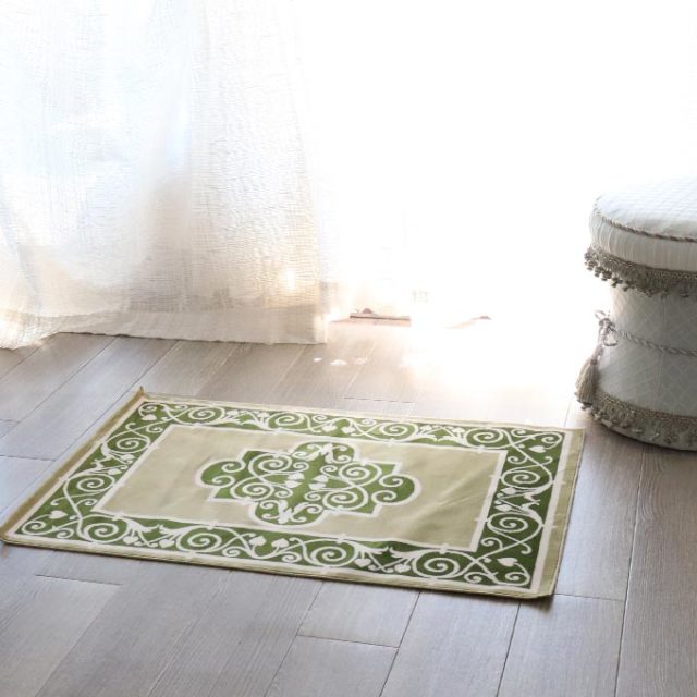 スタイルフランス コットン100％ ラグマット(玄関マット) グリーン 90