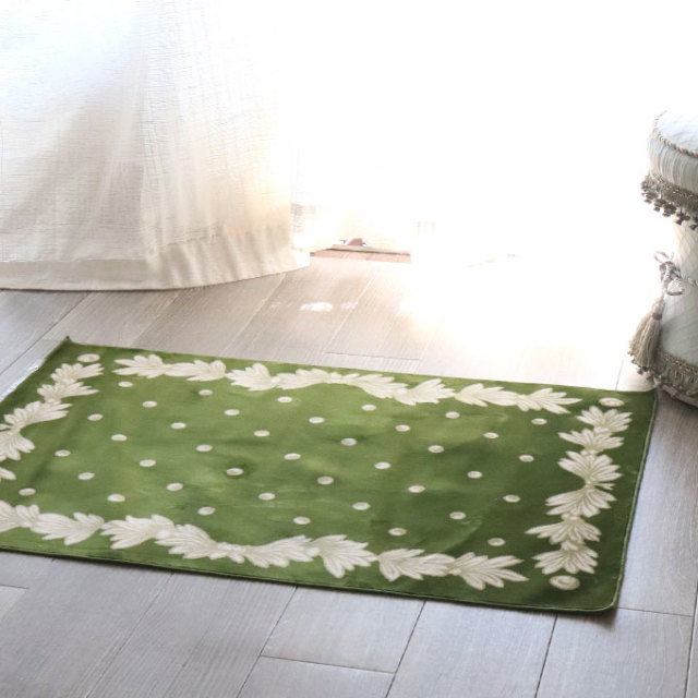 スタイルフランス コットン100％ ラグマット(玄関マット) グリーン