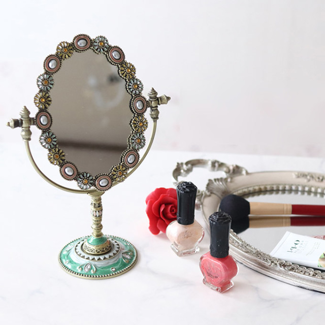 スタンドミラー,卓上ミラー,置き鏡,アンティーク,フラワー
