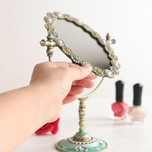 スタンドミラー,卓上ミラー,置き鏡,アンティーク,フラワー