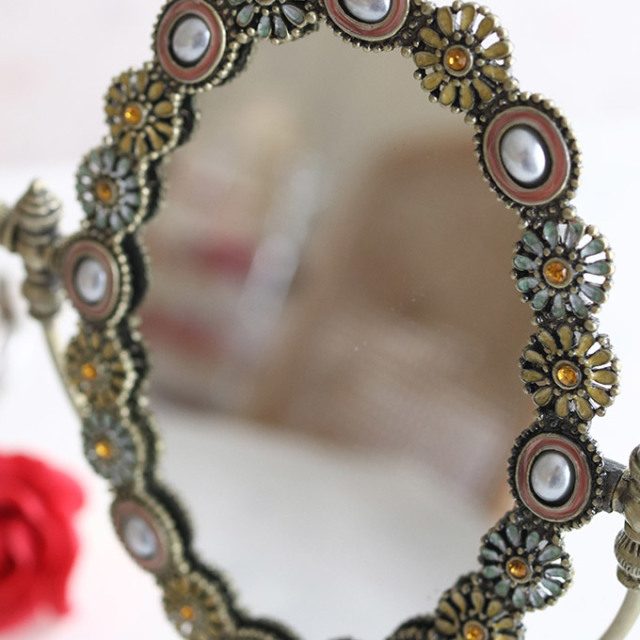 スタンドミラー,卓上ミラー,置き鏡,アンティーク,フラワー