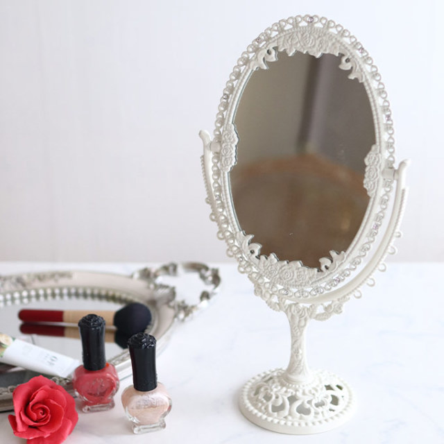 スタンドミラー,卓上ミラー,置き鏡,イタリアン,ホワイト