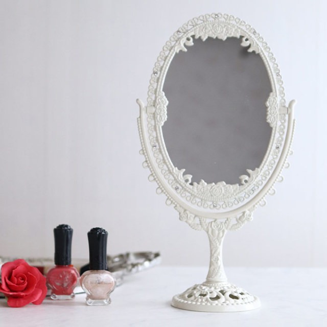 スタンドミラー,卓上ミラー,置き鏡,イタリアン,ホワイト