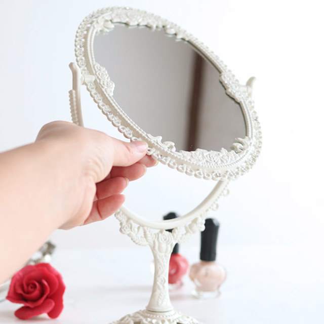 スタンドミラー,卓上ミラー,置き鏡,イタリアン,ホワイト