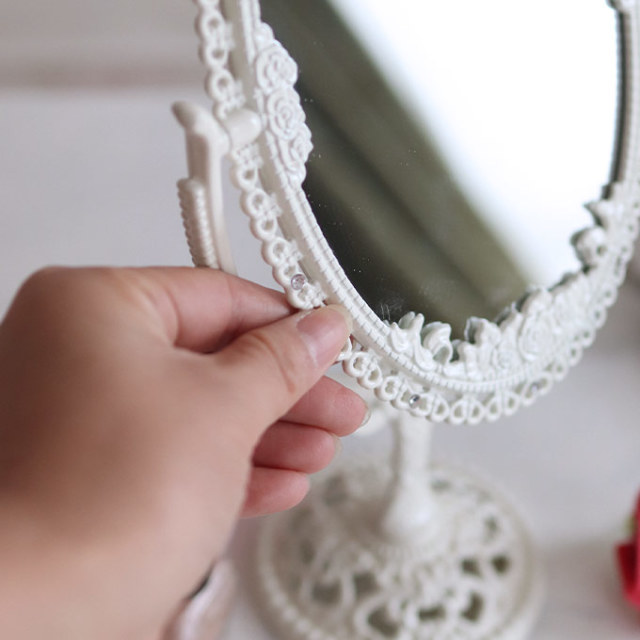 スタンドミラー,卓上ミラー,置き鏡,イタリアン,ホワイト