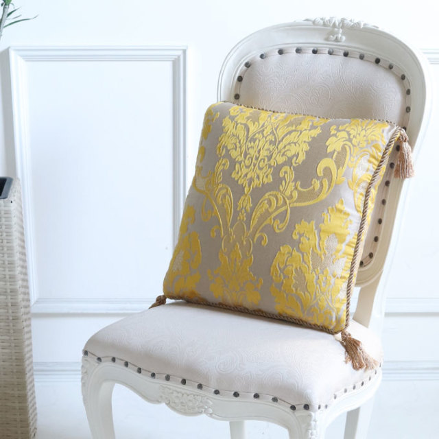 クッション,正方形,フリンジ,イエロー,おしゃれ,ヨーロピアン,ジェニファーテイラー,Jennifer Taylor,Leone