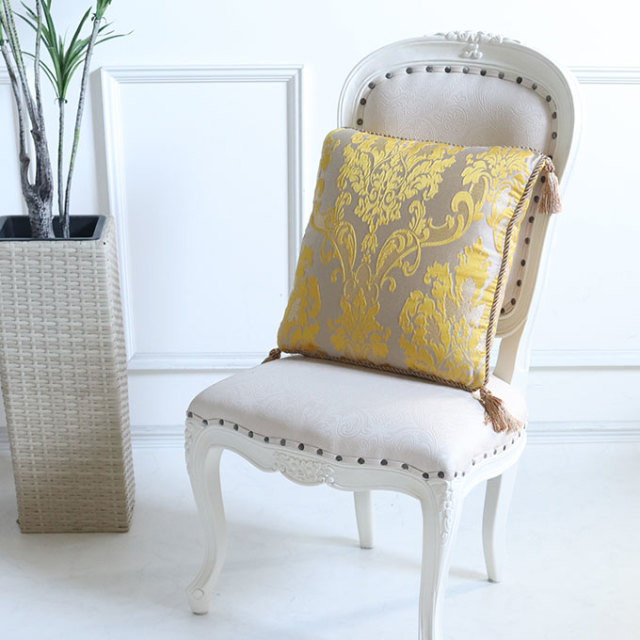 クッション,正方形,フリンジ,イエロー,おしゃれ,ヨーロピアン,ジェニファーテイラー,Jennifer Taylor,Leone