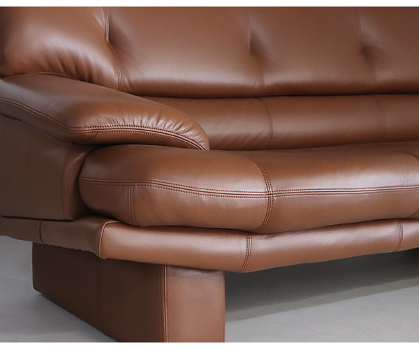 輸入家具 ドイツレザー使用 キャメルソファ カイザー 三人掛け  