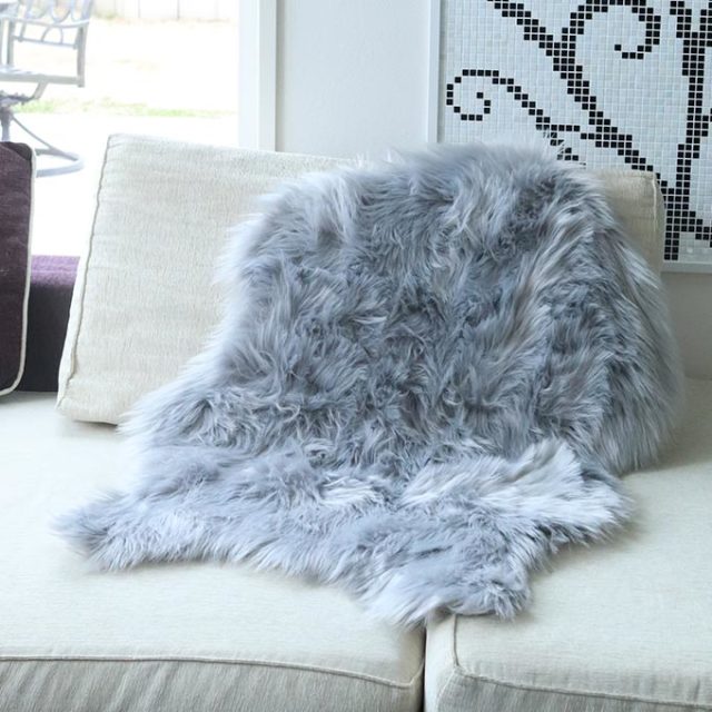 ラグ,フェイクファー,90×60cm,グレー,ふわふわ