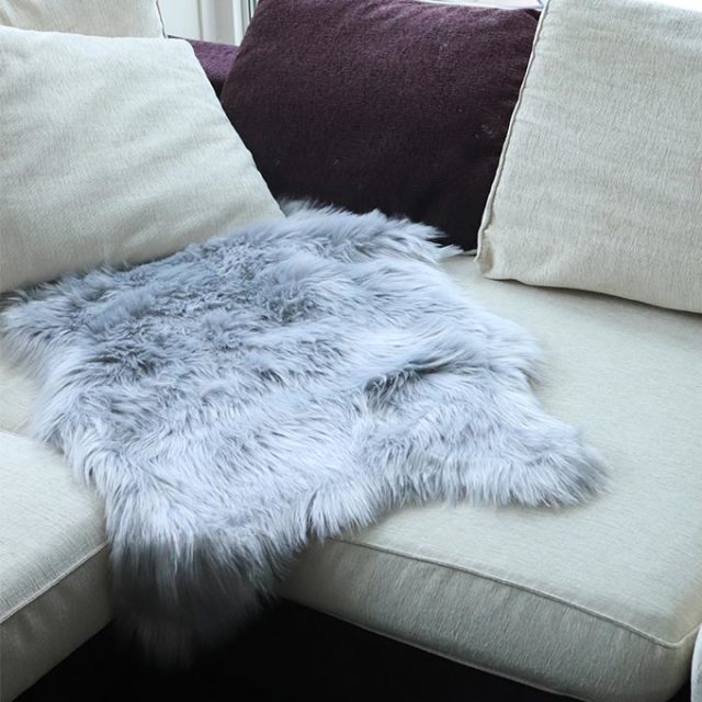 ラグ,フェイクファー,90×60cm,グレー,ふわふわ