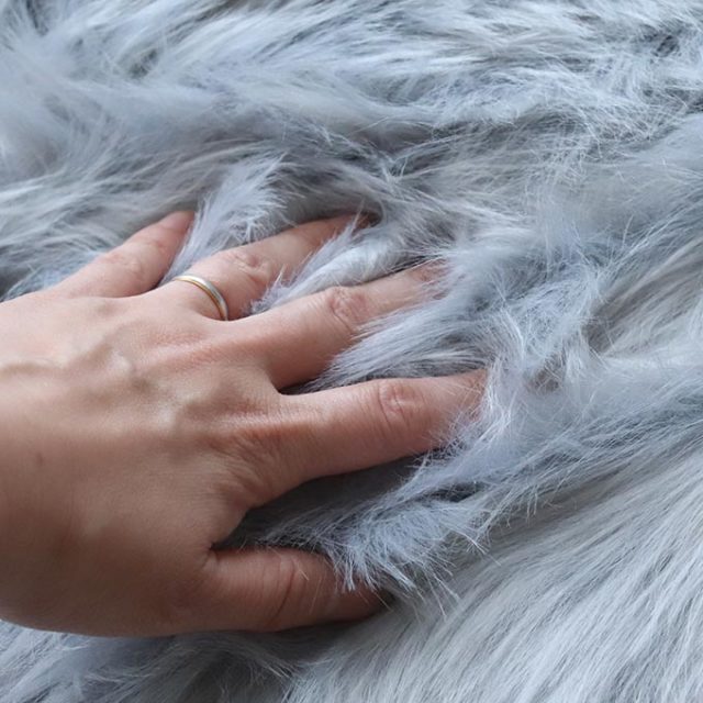 ラグ,フェイクファー,90×60cm,グレー,ふわふわ