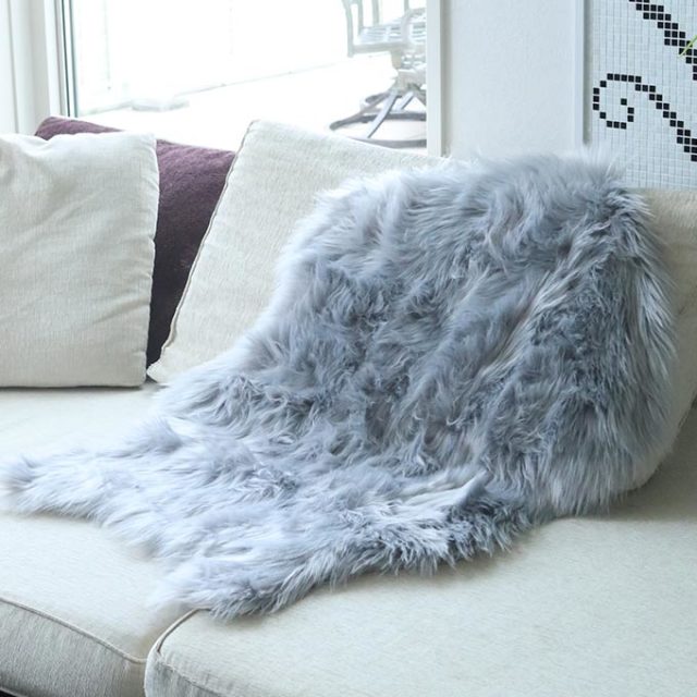 ラグ,フェイクファー,90×60cm,グレー,ふわふわ