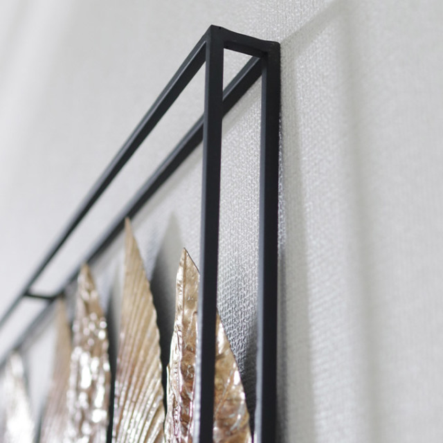 アイアン ウォールデコレーション リーフ柄 ブラック インテリア 撮影