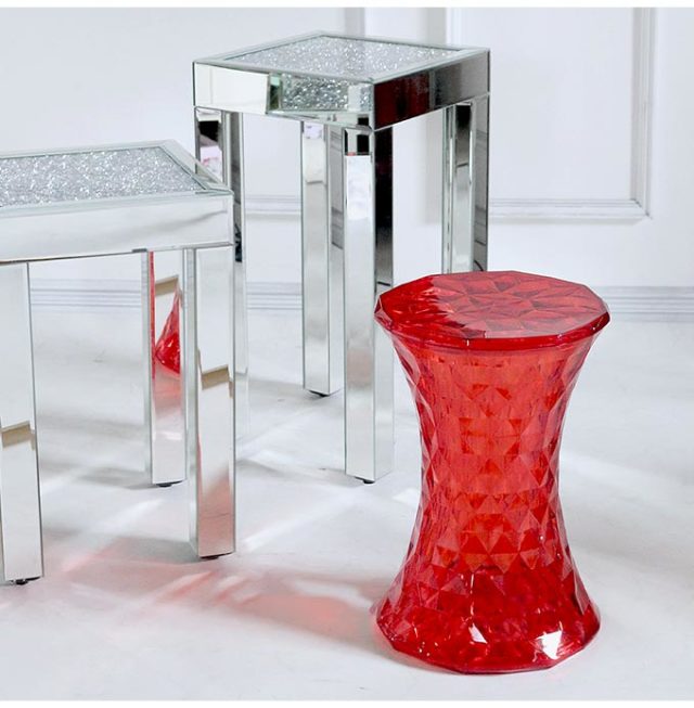 サイドテーブル,クリア,スケルトン,レッド