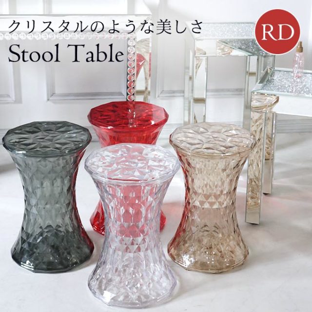 サイドテーブル,クリア,スケルトン,レッド
