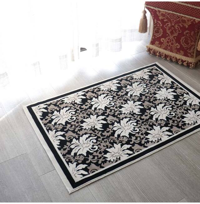 ラグマット,綿100％,スタイルフランス,70×50cm,黒