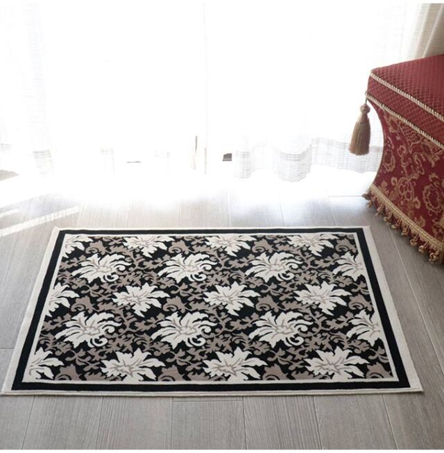 ラグマット,綿100％,スタイルフランス,70×50cm,黒