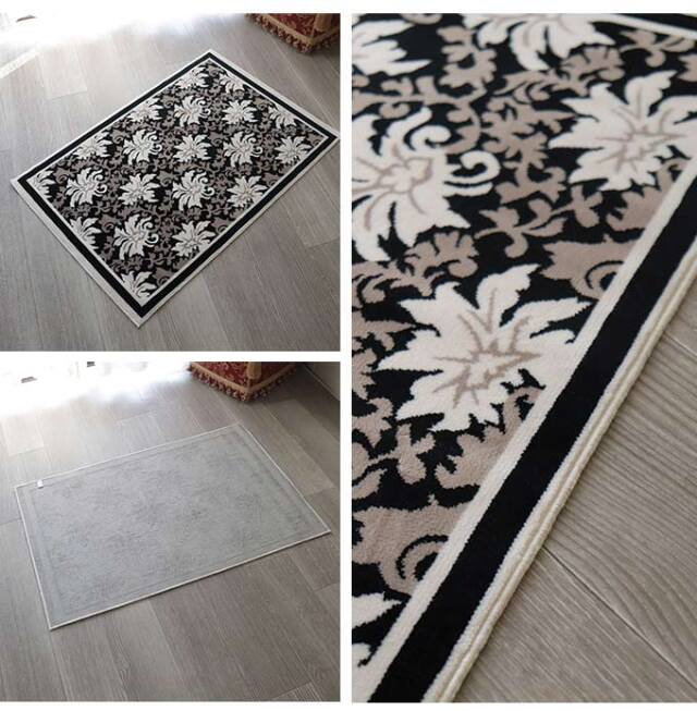 ラグマット,綿100％,スタイルフランス,70×50cm,黒