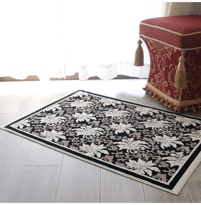 ラグマット,綿100％,スタイルフランス,70×50cm,黒