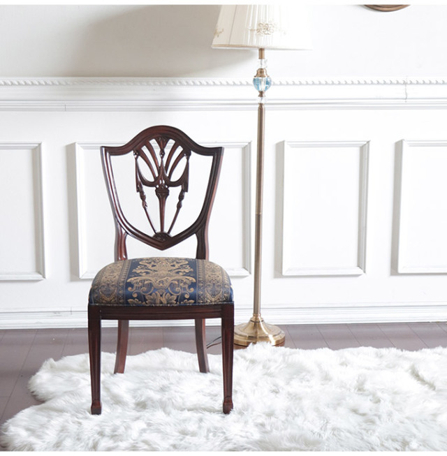 ダイニングチェア,サロンチェア,チェア,椅子,イス,おしゃれ,ブルー,アンティーク調,英国調,盾形,ヘップルホワイト