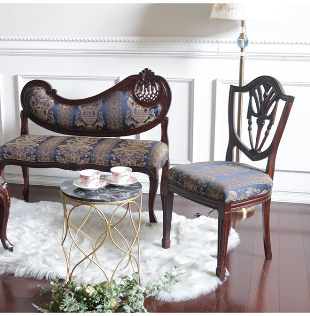 ダイニングチェア,サロンチェア,チェア,椅子,イス,おしゃれ,ブルー,アンティーク調,英国調,盾形,ヘップルホワイト