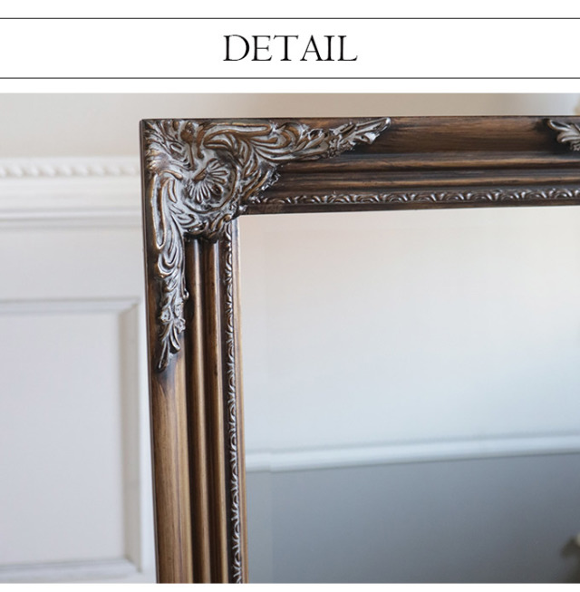 スタンドミラー,姿見,鏡,ミラー,全身鏡,全身ミラー,幅40cm,スリム,アンティーク調,フレンチ,おしゃれ,ゴールド