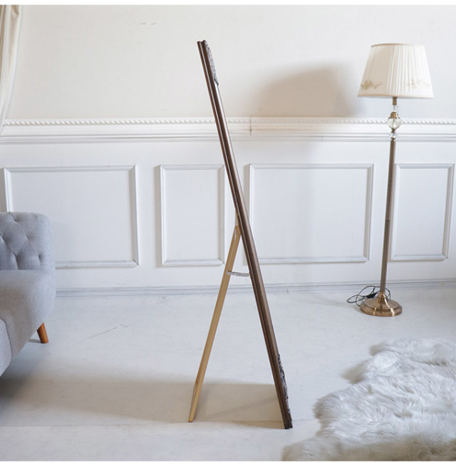 スタンドミラー,姿見,鏡,ミラー,全身鏡,全身ミラー,幅40cm,スリム,アンティーク調,フレンチ,おしゃれ,ゴールド