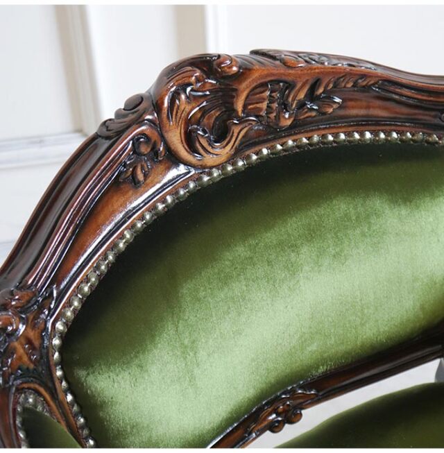 輸入家具 1人掛けソファ 木製 ベネシア ベロアグリーン 1Pソファ