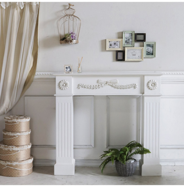 コンソール,台,棚,暖炉,マントルピース,姫系,ロココ調,シャビー,ホワイト,白,チプティ