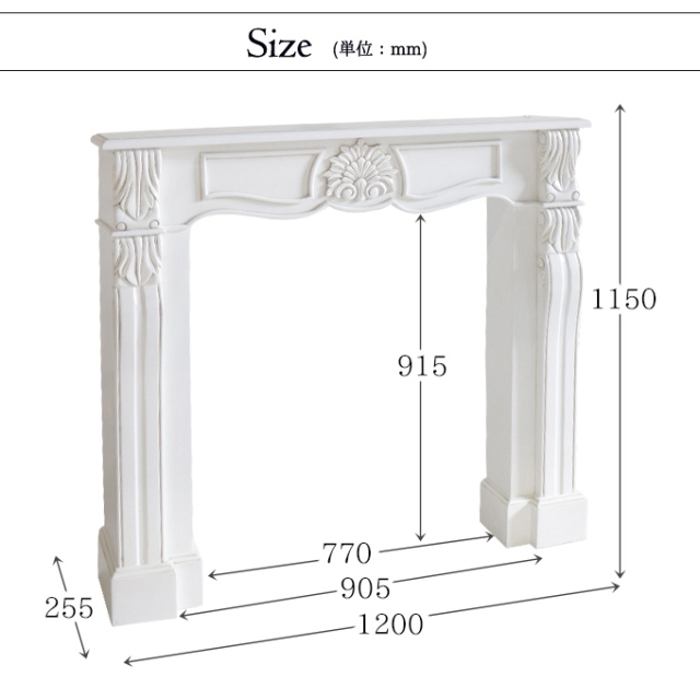 コンソール,台,棚,暖炉,マントルピース,姫系,ロココ調,シャビー,アイボリー,ホワイト,クィーンプリンセス