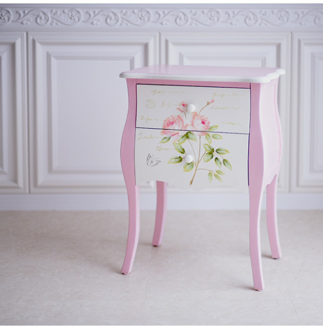 ハンドペイント 薔薇の2段ナイトテーブル フレンチピンク 姫系ローズ家具 おしゃれ家具通販 Y Kagu 輸入家具屋さん ハンドペイント 薔薇の2段ナイトテーブル フレンチピンク 姫系ローズ家具 おしゃれ家具通販 Y Kagu 輸入家具屋さん