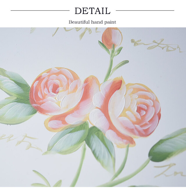 ハンドペイント 薔薇のスツール フレンチホワイト｜姫系ローズ家具