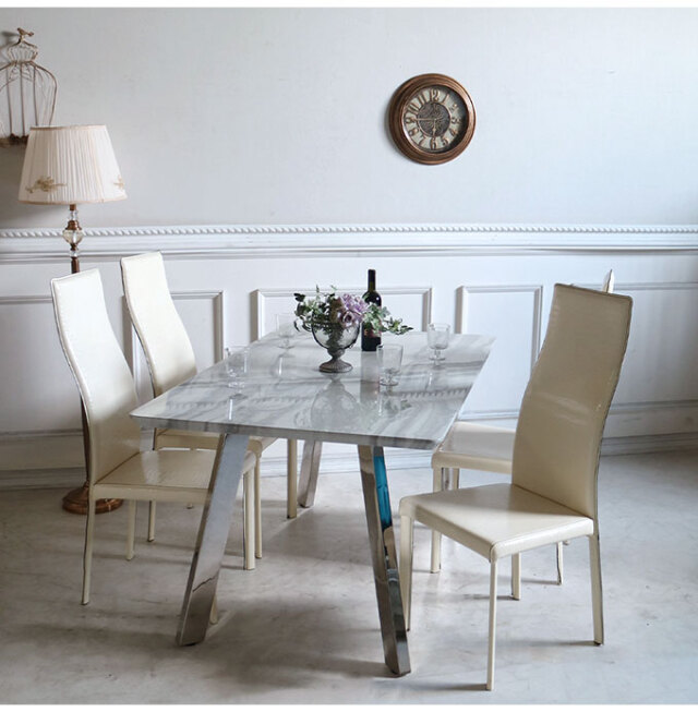 輸入家具 人気の人工大理石 ネオエレガンス ダイニングセット 5P