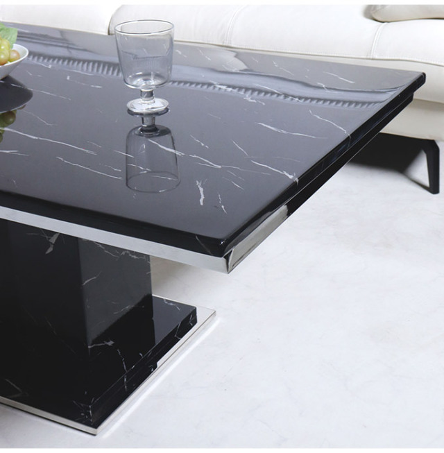 大理石センターテーブル,高級,130cm,ブラック,長方形