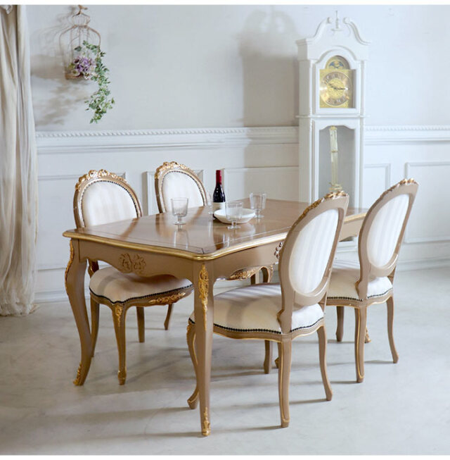 輸入家具 フレンチクラシック 伸長式ダイニングセット5P｜マホガニー  