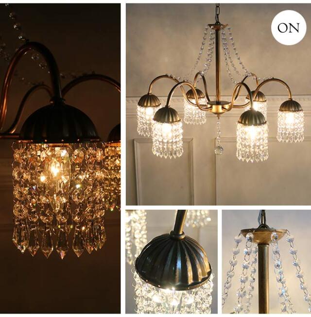 全2色】クリスタルガラス シャンデリア LINDA リンダ 6灯｜おしゃれ  