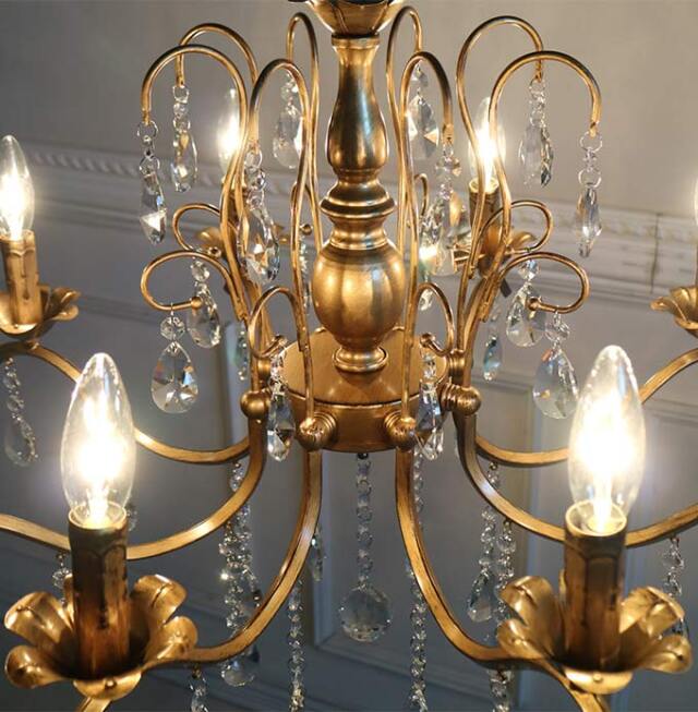シャンデリア,LED,アンティーク,FIONA,ゴールド