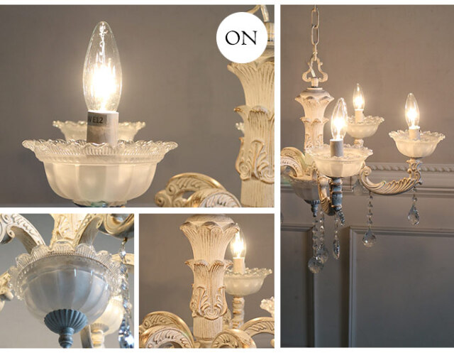 シャンデリア,LED,アンティーク,カルチェラタン,ホワイト