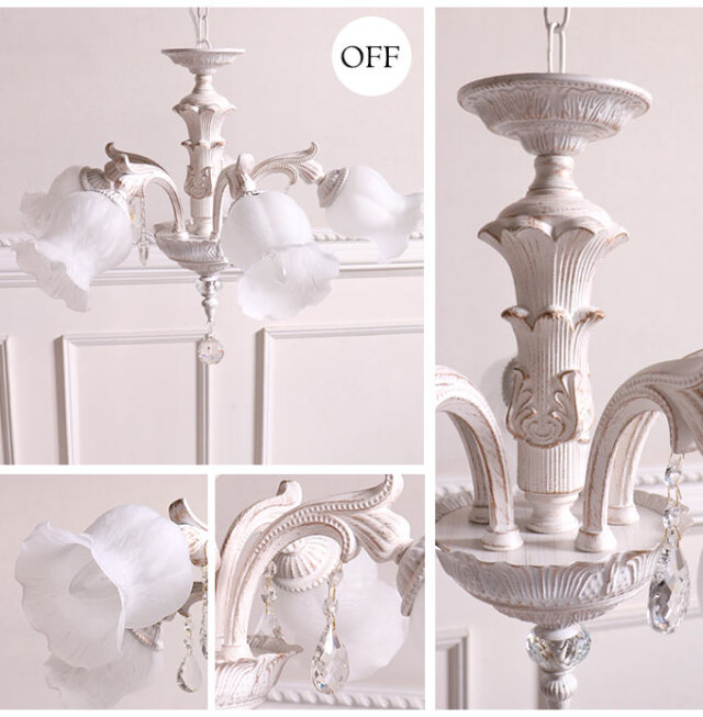 シャンデリア グレースII 5灯 ホワイト YG18207-II-5P-WG 