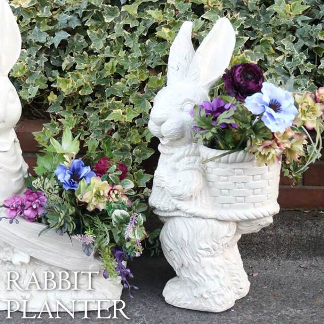 外使用OK！ ガーデニング雑貨 置物 ラビットプランター2【送料無料】