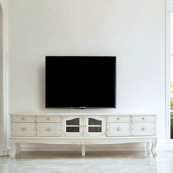 アンティーク調のヨーロピアンデザインが魅力のテレビボード。猫脚が特徴的な輸入家具で、リビングを優雅に演出します。-1
