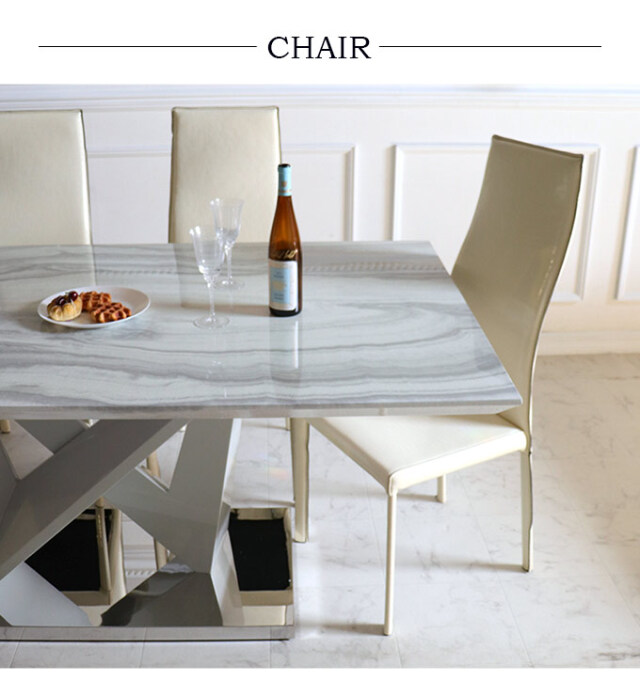 輸入家具 ネオエレガンス 人工大理石 ダイニングセット7P ホワイト 6人