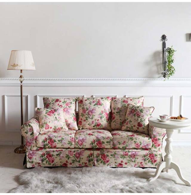 ソファ,3人掛け,ローズ,クラシック,布製