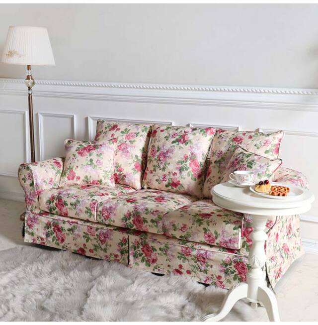 ソファ,3人掛け,ローズ,クラシック,布製